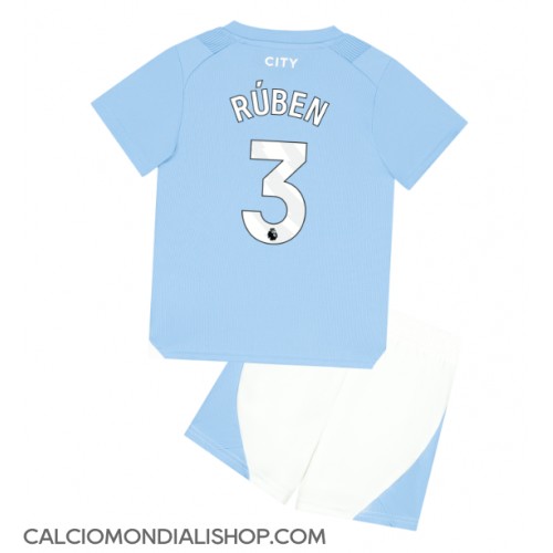 Maglie da calcio Manchester City Ruben Dias #3 Prima Maglia Bambino 2023-24 Manica Corta (+ Pantaloni corti)